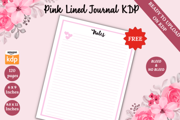 Download FREE Pink Lined Journal KDP Interior - Lined Collection