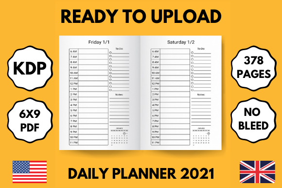 Download Daily Planner 2021 - Ready to Upload 6x9 - Daily planner Collection