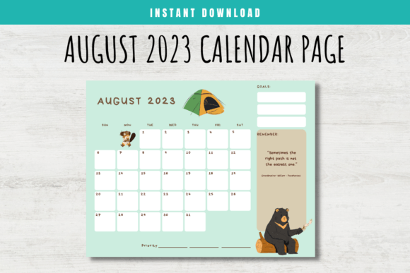 Download August 2023 Calendar Page for Kids - 2023 calendar Collection