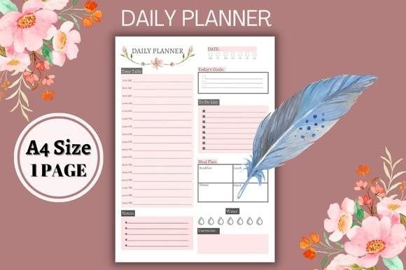 Download Floral &amp; Pink Daily Planner Page Inserts - Daily planner Collection