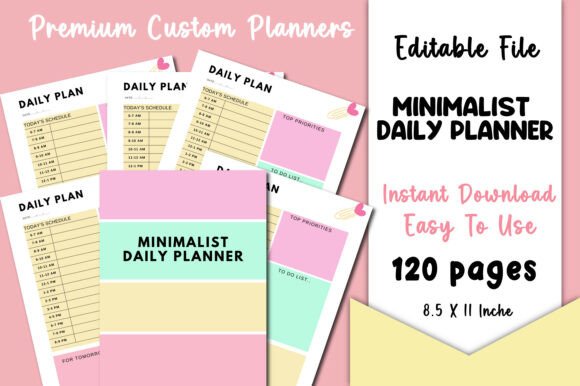 Download Minimalist Daily Planner Canva KDP - Daily planner Collection