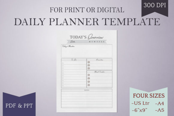 Download Daily Planner Page - Printable - 4 Sizes - Daily planner Collection
