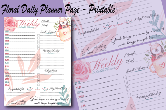 Download Floral Daily Planner Page - Printable - Daily planner Collection